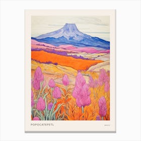 Popocatepetl Mexico 1 Colourful Mountain Illustration Poster Canvas Print