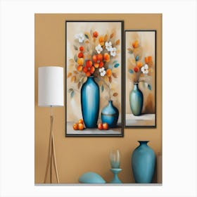 Two Vases With Flowers Canvas Print