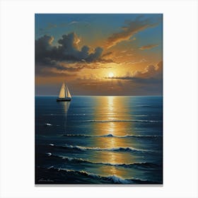 Sailboat At Sunset 2 Canvas Print