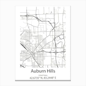 Auburn,United States Minimalist Map 1 Canvas Print