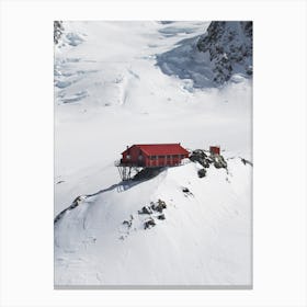 Red Mount Cook Hut Canvas Print