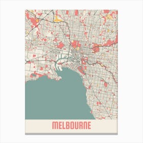 Melbourne Map Poster Canvas Print