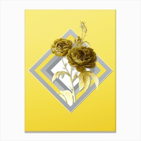 Botanical Purple Roses in Gray and Yellow Gradient n.248 Canvas Print
