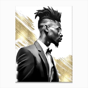 Black Man with Gold Abstract 9 Canvas Print