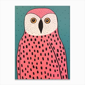 Pink Polka Dot Snowy Owl 1 Canvas Print