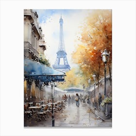 Paris France In Autumn Fall, Watercolour 2 Canvas Print