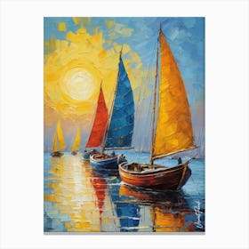 A Small Sailboats Oil Painting 3 Canvas Print