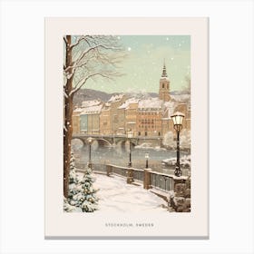 Vintage Winter Poster Stockholm Sweden 2 Canvas Print
