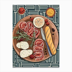 Charcuterie Board On A Tiled Background 1 Canvas Print
