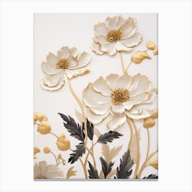 Gold And White Flowers Canvas Print