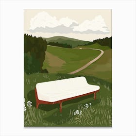 Couch In The Field Canvas Print