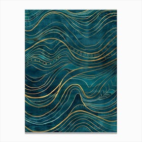 Gold Wavy Waves Canvas Print