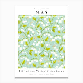 May Birth Flowers Lily Of The Valley & Hawthorn 1 Canvas Print