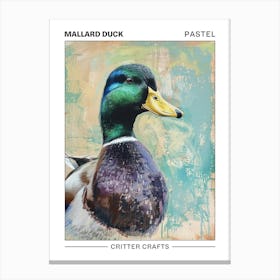 Mallard Duck Pastel Watercolour 1 Poster Stampe su tela