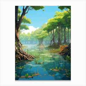 Mangrove Forests Cartoon 3 Canvas Print