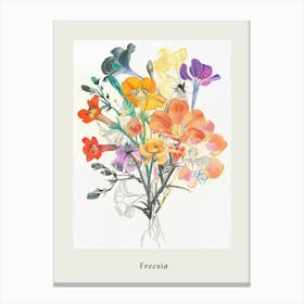 Freesia 2 Collage Flower Bouquet Poster Canvas Print
