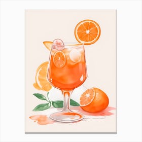 Aperol With Ice And Orange Watercolor Vertical Composition 61 Canvas Print