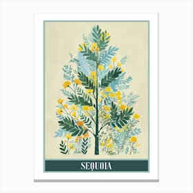 Sequoia Tree Flat Illustration 3 Poster Canvas Print