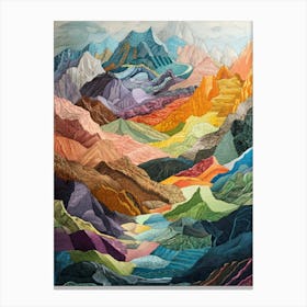 Colourful Mountain Illustration Poster Art Print 4 Canvas Print