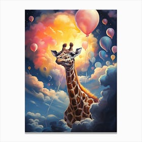 Giraffe With Balloons 1 Canvas Print