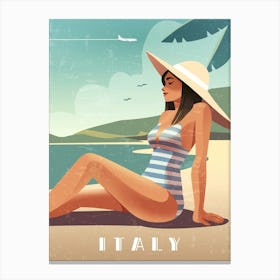 Italy - Boho Retro travel poster Canvas Print