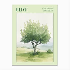 Olive Tree Atmospheric Watercolour Painting 3 Poster Canvas Print