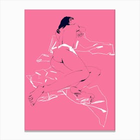 A Girl Sleeping Back View Pink Canvas Print