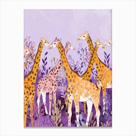 Herd Of Giraffes In The Wild Watercolour Style Illustration 5 Canvas Print