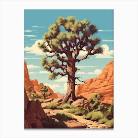  Retro Illustration Of A Joshua Tree In Rocky Landscape 4 Canvas Print