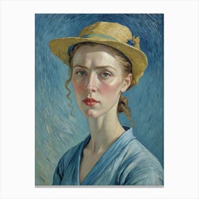 Woman In A Straw Hat Canvas Print