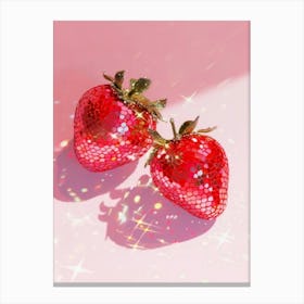 Pink Disco Strawberries Art Print | Wall Art Poster | Glam Disco Ball Red Strawberries | Preppy | Trendy | Dorm Room | Digital | PRINTABLE 1 Canvas Print