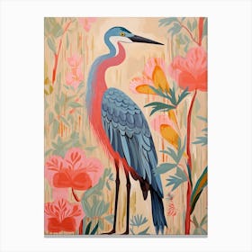 Pink Scandi Great Blue Heron 4 Canvas Print