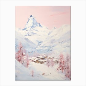 Dreamy Winter Painting Zermatt Switzerland 1 Canvas Print