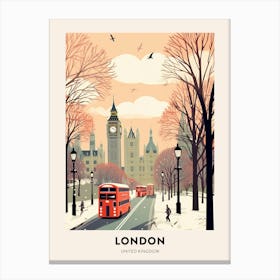 Vintage Winter Travel Poster London United Kingdom 2 Canvas Print