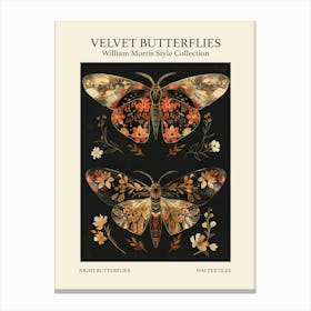 Velvet Butterflies Collection Night Butterflies William Morris Style 9 Canvas Print