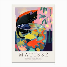 Black Cat And Fishbowl Matisse Inspired Canvas Print