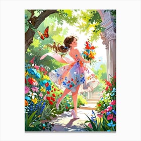 Girl In The Garden Canvas Print