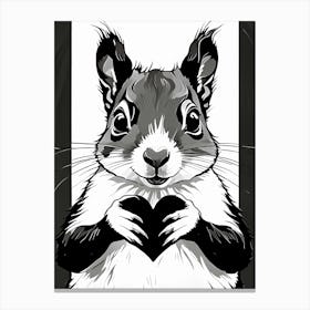 I Love Squirrels A Squirrel Holding A Heart 1 Canvas Print