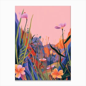 Boho Wildflower Painting Blue Eyed Grass 2 Canvas Print
