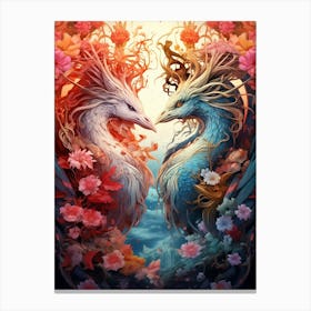Dragon And Phoenix Illustration 3 Canvas Print