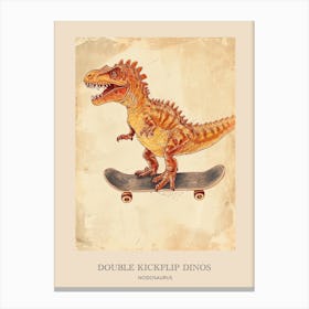 Nodosaurus Vintage Dinosaur Poster 3 Canvas Print