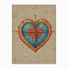 Heart With Compass Canvas Print