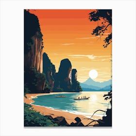 Krabi, Thailand - Sunset on the beach Canvas Print