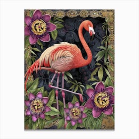 Greater Flamingo And Passionflowers Boho Print 2 Canvas Print