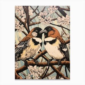 Art Nouveau Birds Poster House Sparrow 1 Canvas Print