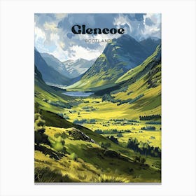 Glencoe Scotland Valley Art Illustration Canvas Print