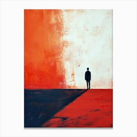 Man Walking On Red Road Canvas Print
