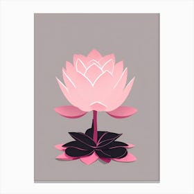 A Pink Lotus In Minimalist Style Vertical Composition 44 Canvas Print