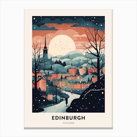 Winter Night  Travel Poster Edinburgh Scotland 6 Canvas Print