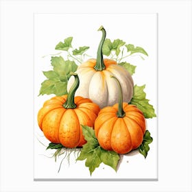 Pie Pumpkin Watercolour Illustration 1 Canvas Print